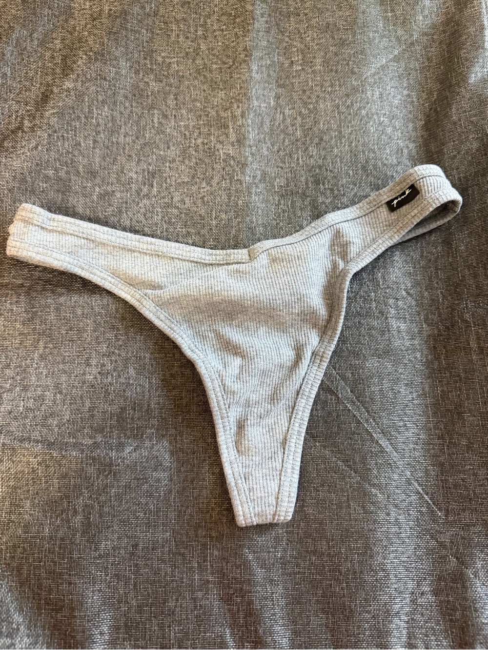 NWT PINK Victoria’s Secret Ribbed Thong Panty in Dark Steel
